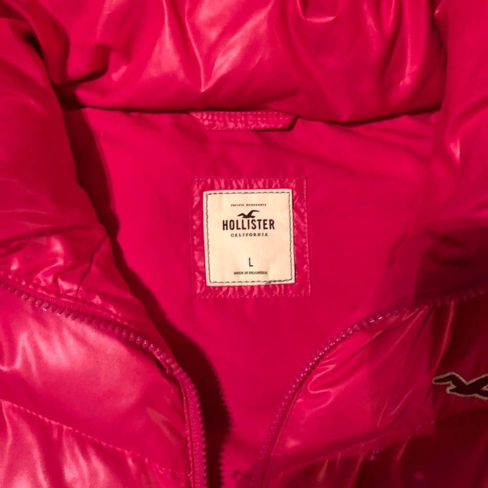 Hollister Hot Pink Puffer Vest Large EUC - Picture 3 of 5